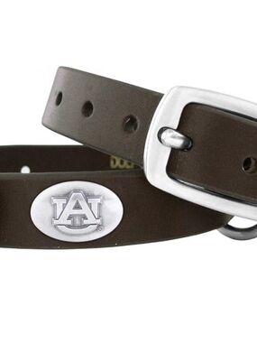 Auburn University Brown Genuine Leather Logo Dog Collar LG